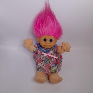 Vintage Russ Troll-pop mit rosé haar, schön geborsten zustand ~ 8 Zoll Russ Berie UK