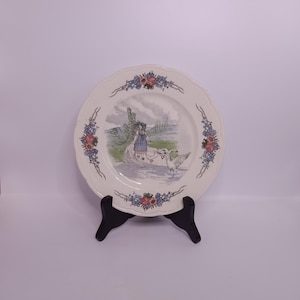 Vintage French Dinner Plate Obernai Sarreguemines Flowers M.Loux Rustic French Cottage Decor