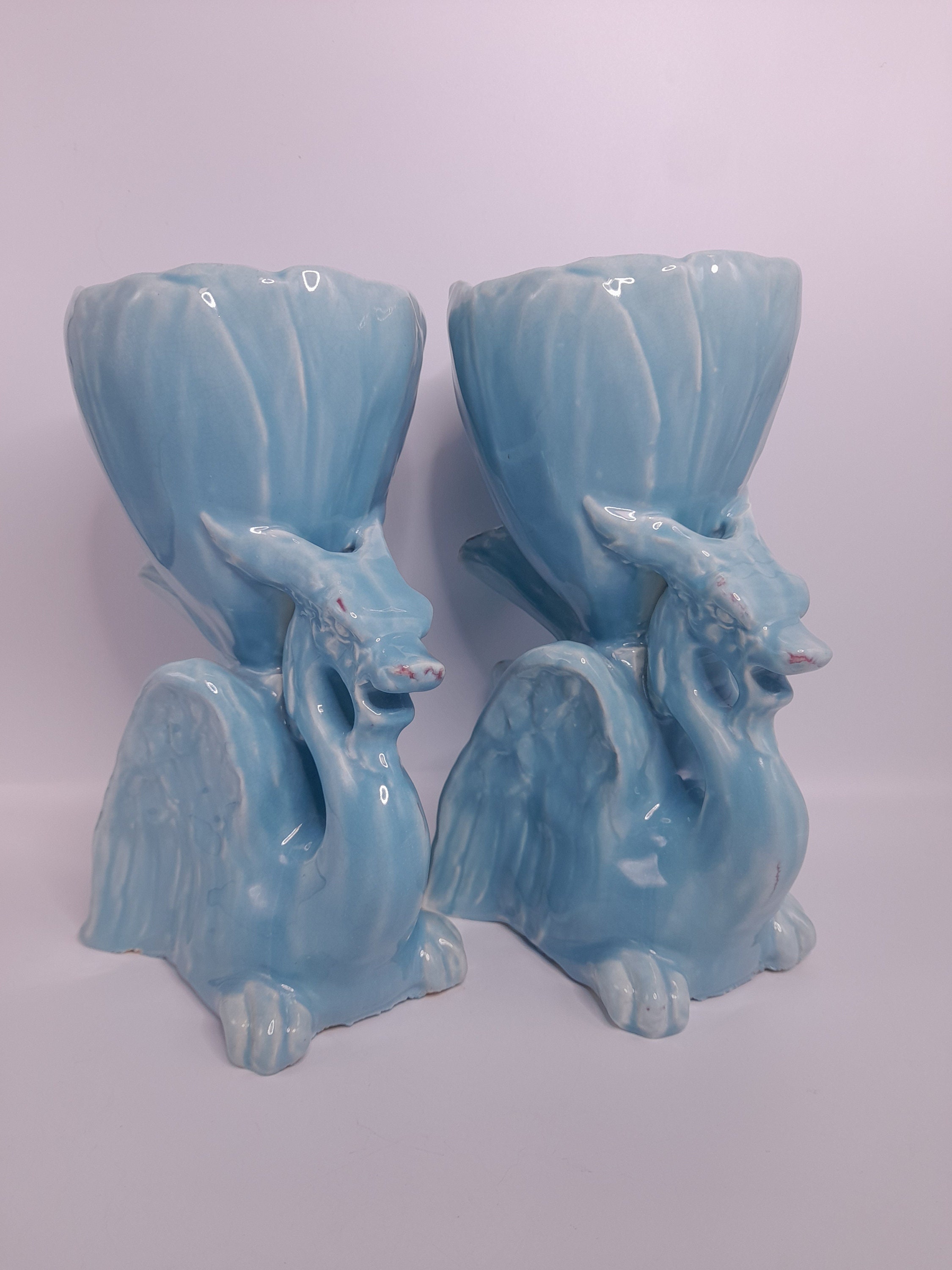 vases dragon en céramique bleue vintage vases pot de fleur style chinois