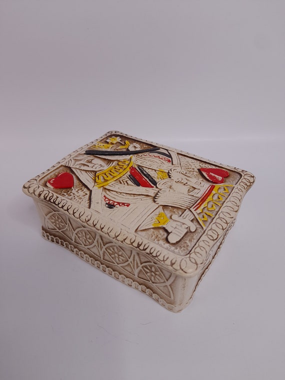 Vintage Ceramic Stoneware Playing Cards Box Trink… - image 6