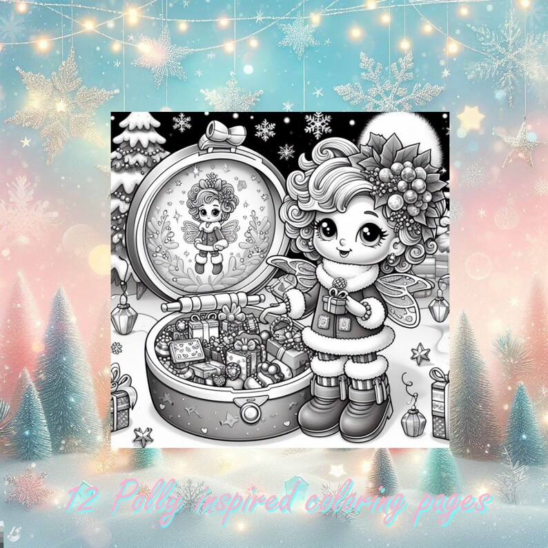 Vintage Polly Pocket Inspired Christmas Coloring Pages 12 Pc Digital