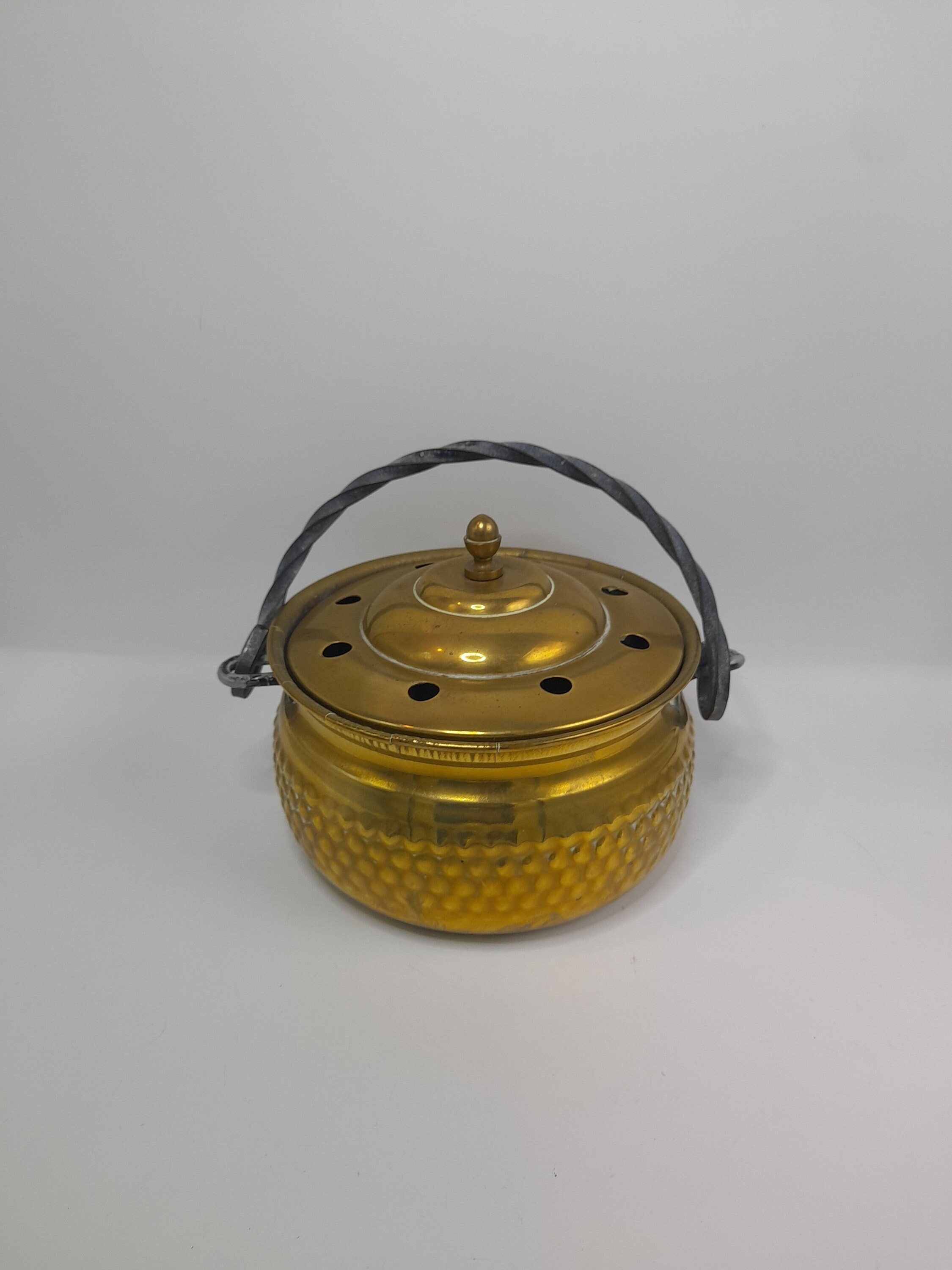 cuivre jaune vintage, poêle à bois en laiton, pour mijoter, pot-pourri, décor rustique, humidificateur