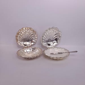 Vintage Silberfarbene Muschel Butterschale Kaviarschale Mit Glasschale Retro Muschel Tablett Milchglas Klarglas Muschelschale Mayell
