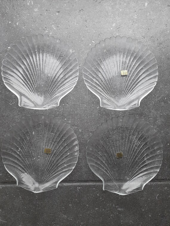 5 assiettes Arcoroc France transparentes fumées Motif fleur de Crocus Verrerie Retro Vintage 80