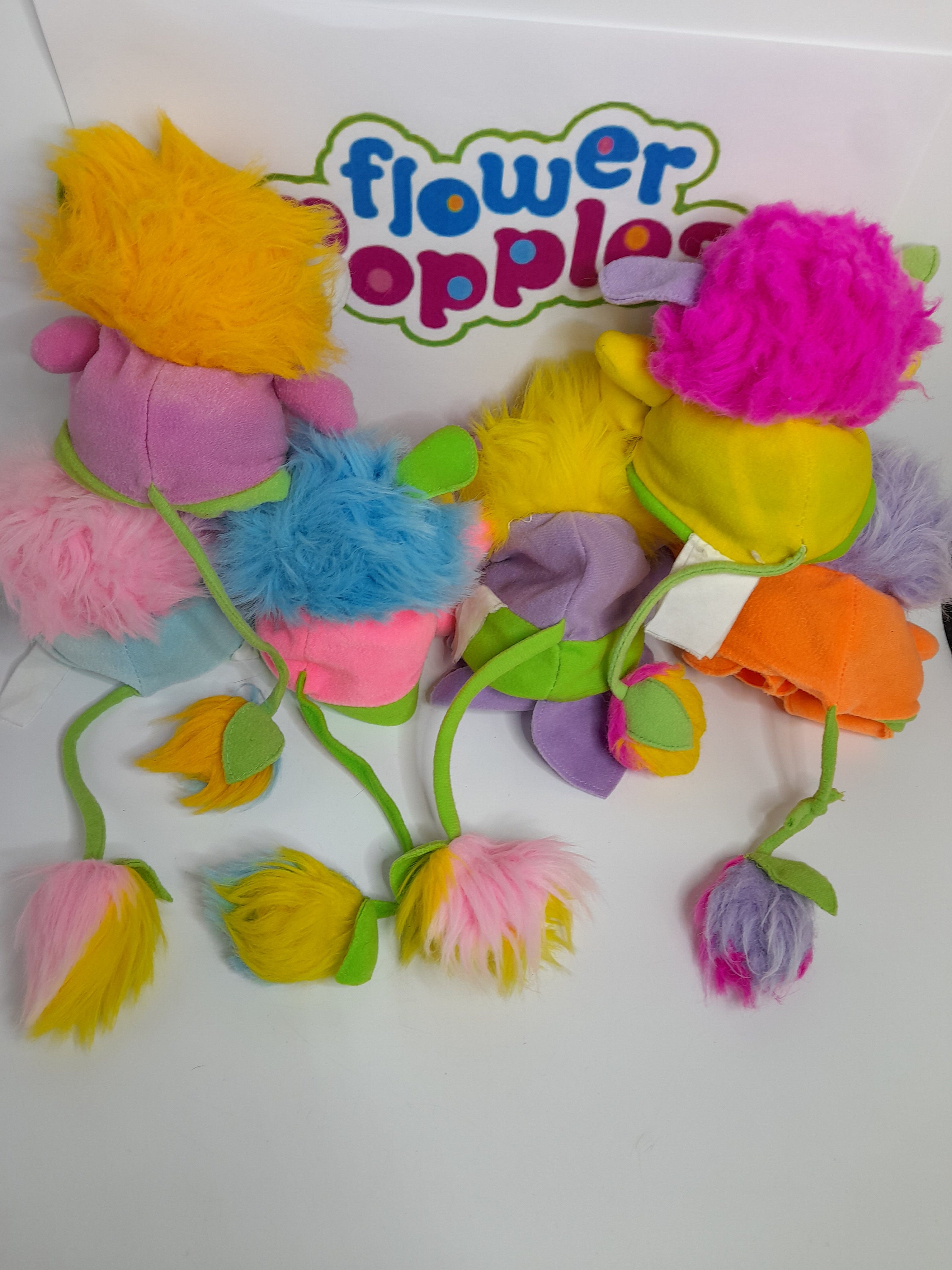 Popples violet et blanc bavoir et casquette Mattel, Popples, Vintage