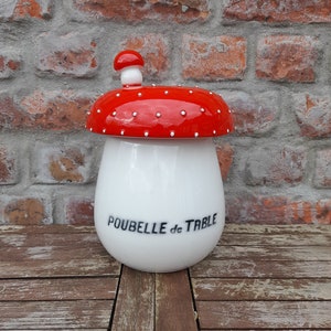 Vintage Franse keramische paddestoelpot met deksel tafelschrootpot Koekjestrommel rustiek huisje decor Franse keuken Cottage Core