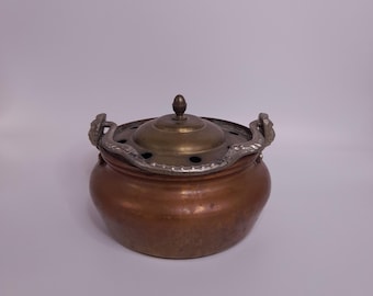 Vintage Kupfer Und Messing Holzherd Simmer Topf Potpourri Dampfer Topf Holzofen Luftbefeuchter Rustikale Kamin Dekor Löwenkopf Griff