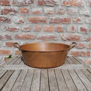 Vintage French Copper Jam Making Pot Large Copper Wash Basin Pot Jardinière Cottage Decor