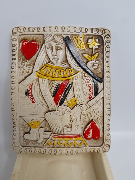 Vintage Ceramic Stoneware Playing Cards Box Trink… - image 5