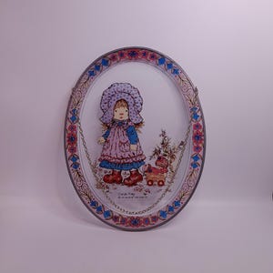 Vintage Sarah Kay Sun Catcher Stained Glass Window Hanger 1980&#39;s The Valentine Publishing Co