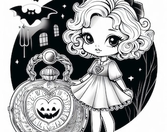 Polly Pocket inspiró hojas para colorear de Halloween paquete de páginas en color de 5 páginas para colorear de fantasía, descarga digital para niños y adultos imprimible