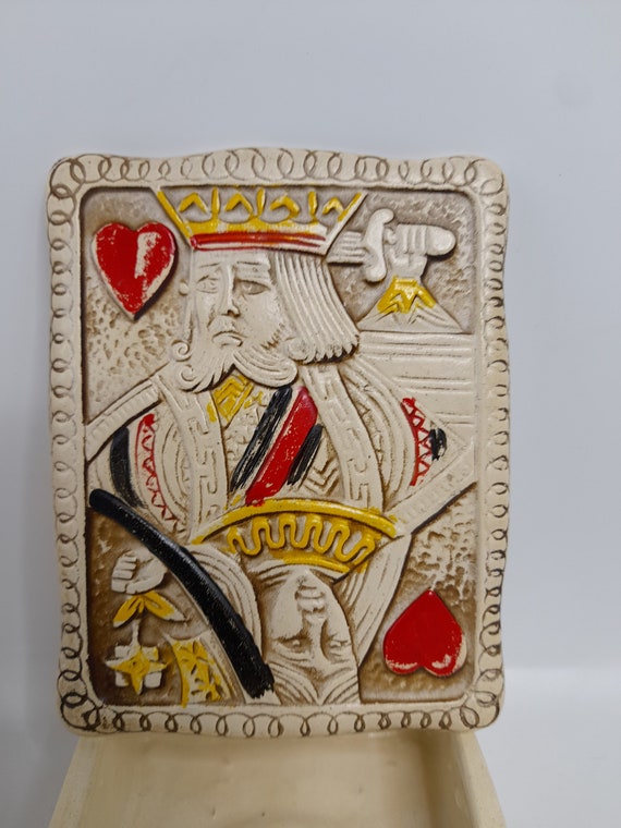 Vintage Ceramic Stoneware Playing Cards Box Trink… - image 4