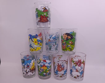 Schtroumpf vintage des années 1980-1990 verres à moutarde belge français MVC bénédictin Peyo