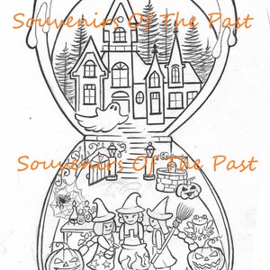 Halloween Polly Pocket Inspired Poison Apple compact Coloring page line drawing printable Fall PollyWeen Samhain 90&#39;s Polly Cauldron Mansion