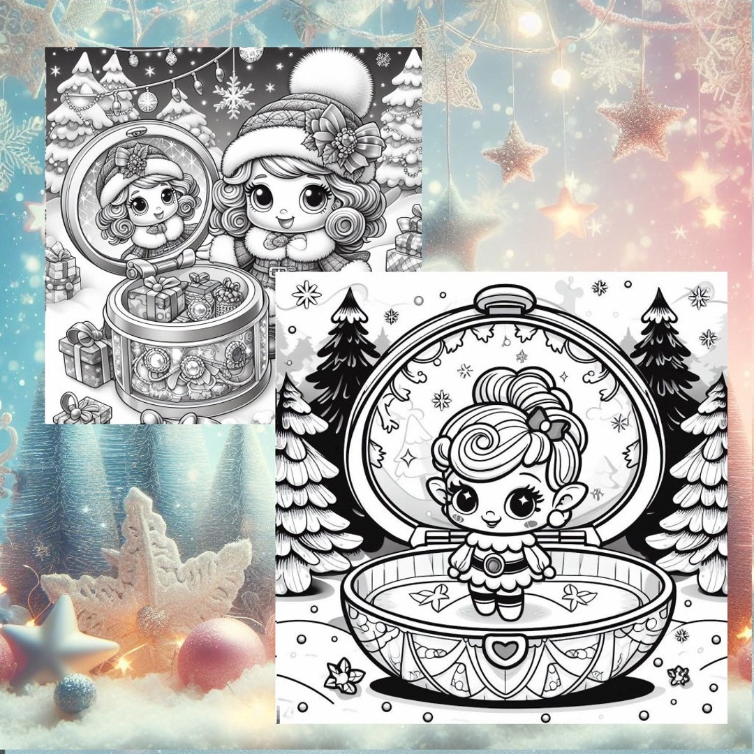 Vintage Polly Pocket Inspired Christmas Coloring Pages 12 Pc Digital