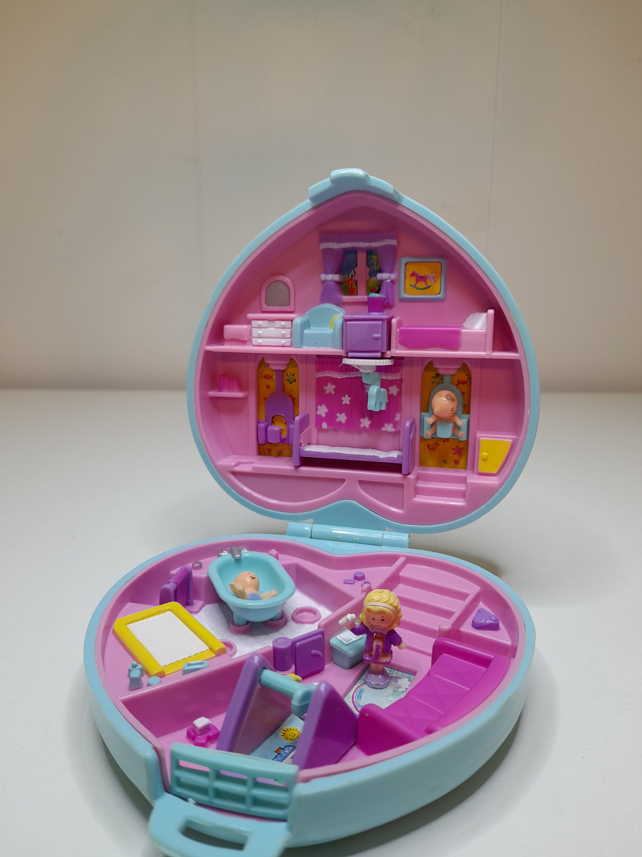 Vintage Polly Pocket Bluebird 1994 Babytime Fun Polly s Nursery Fun Baby Collection Polly and 2 Babies Included Quilted Heart Bow Etsy UK