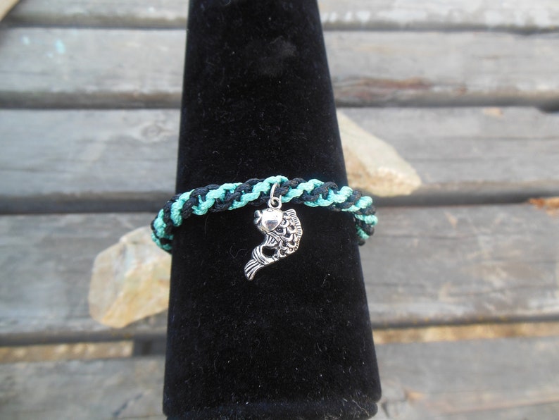 Faux Leather Cord Fish Charm Spiral Double Helix Unisex Adjustable Bracelet Color Choice Beach Bracelet Friendship Bracelet Macrame
