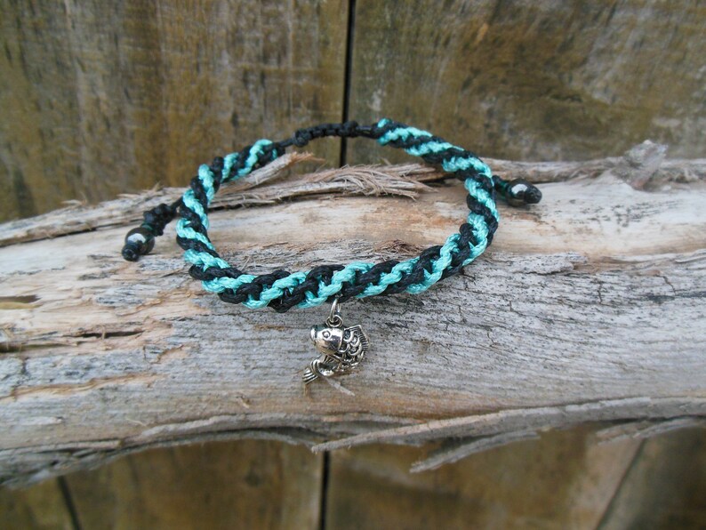 Faux Leather Cord Fish Charm Spiral Double Helix Unisex Adjustable Bracelet Color Choice Beach Bracelet Friendship Bracelet Macrame