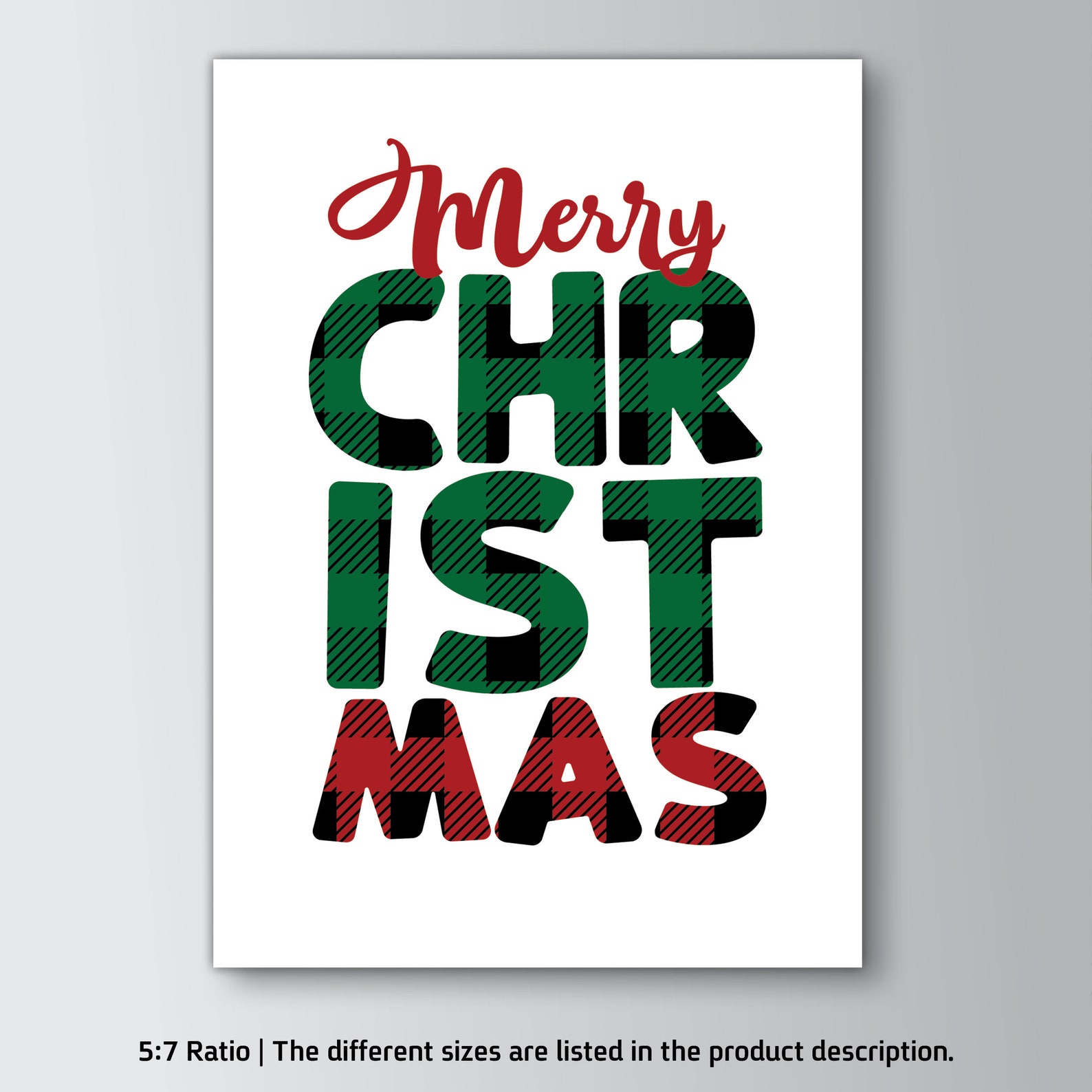 Printable Christmas Door Sign Wall Art Merry Christmas | Etsy