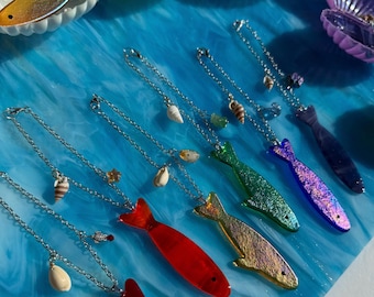 ¡Colgante de sardina de vitral para coche! ¡8 colores para elegir! Atrapasueños de peces hecho a mano