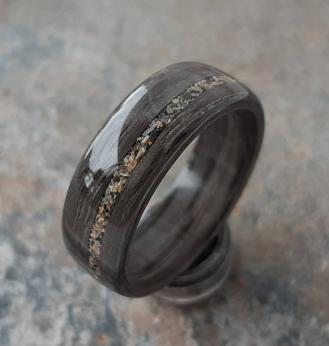 Bentwood Ring With Cornwall Sand Inlay Mens Rings Ladies Rings Wooden ...