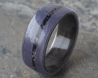Bentwood ring purple tulipwood, grey oak and serpentine