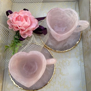 Heart cups -crystal cup -crystal heart shape cups -crystal glasses -crystals -rose quartz cups-rose quartz heart shape cup