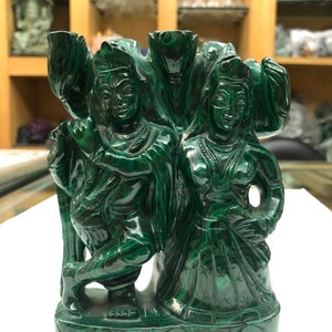 Malachiet -Radha Krishna -edelsteenhouwen -edelstenen -liefde -edelsteenkunst -handgemaakt -steenkunst -natuursteenhouwen -edelsteen -Krishna