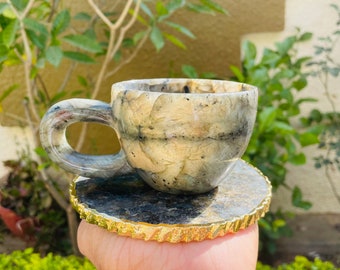 Crystal cup, labradorite cup, cups, mugs, gemstone cups, crystal carving, flashy labradorite