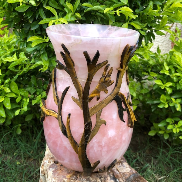 Rose Quartz Flower Vase Etsy
