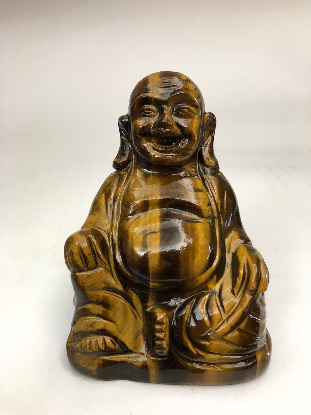 Tiger Eye Stone Laughing Buddha Natural Gemstone Good - Etsy