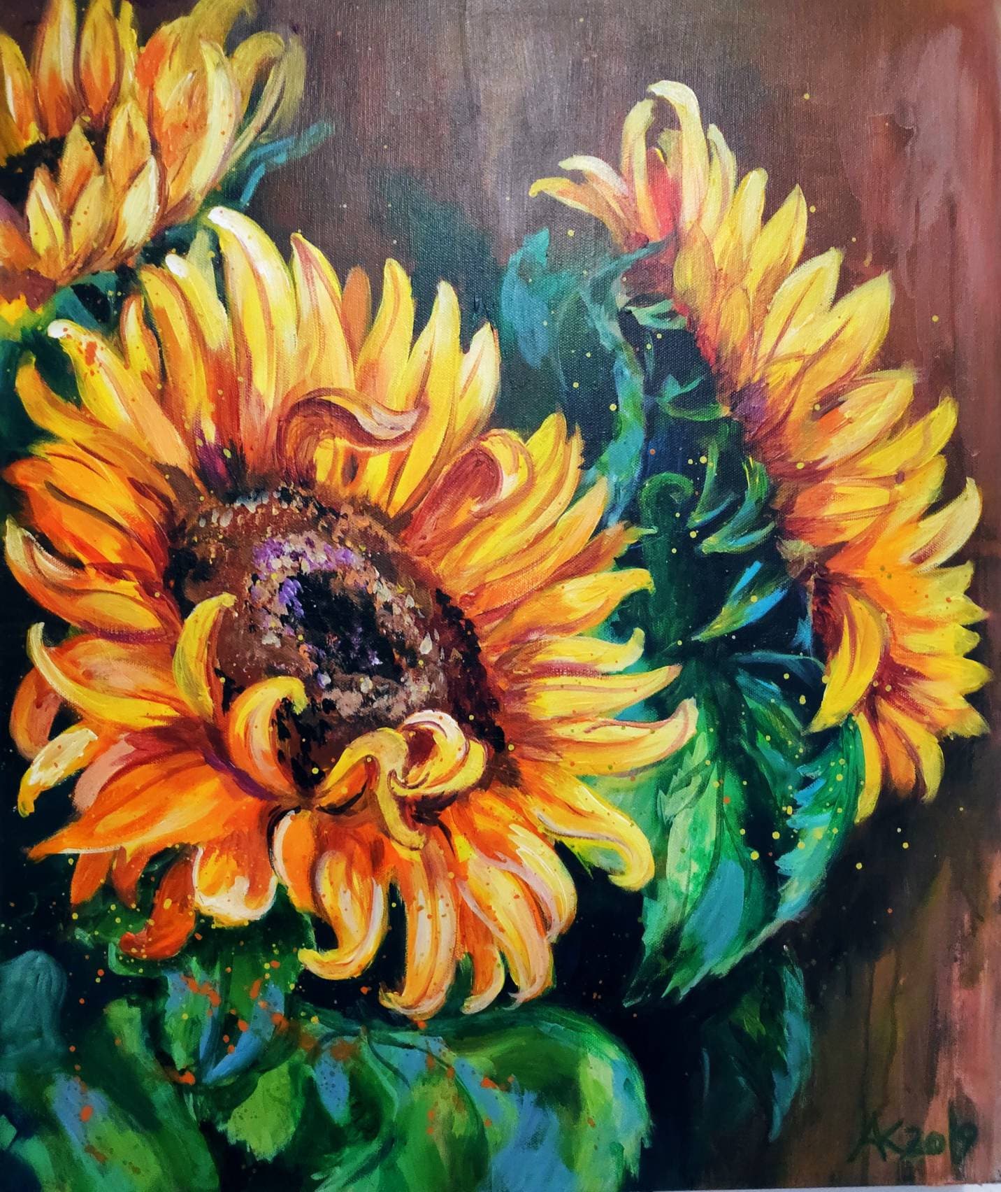 ABEUTY Malen Nach Zahlen Sonnenblume – DIY Ölgemälde Auf Leinwand 40x50 Cm, Inkl. Pinsel & Farben