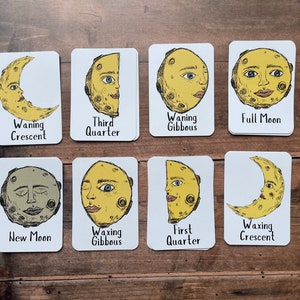 Phases of the Moon Flash card, memory/ snap game