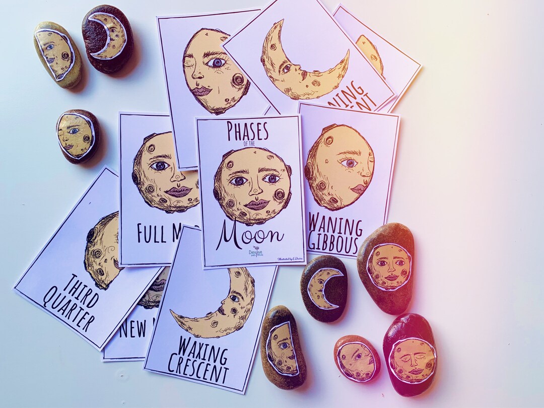 Phases of the Moon- Flash Cards - Etsy