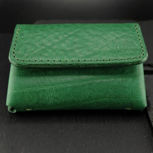 Cartera minimalista de cuero, monedero, tarjetero de cuero, billetera para hombre hecha a mano, tarjetero, regalo verde