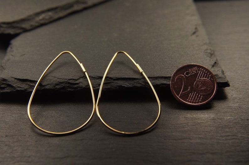 Extraordinary, fine hoop earrings 14k gold plated, minimalist, original, bachelorette, gift, boho style, earring, gold image 2