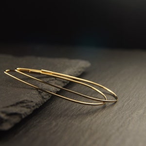 Extraordinary, fine hoop earrings 14k gold plated, minimalist, original, bachelorette, gift, boho style, earring, gold image 3