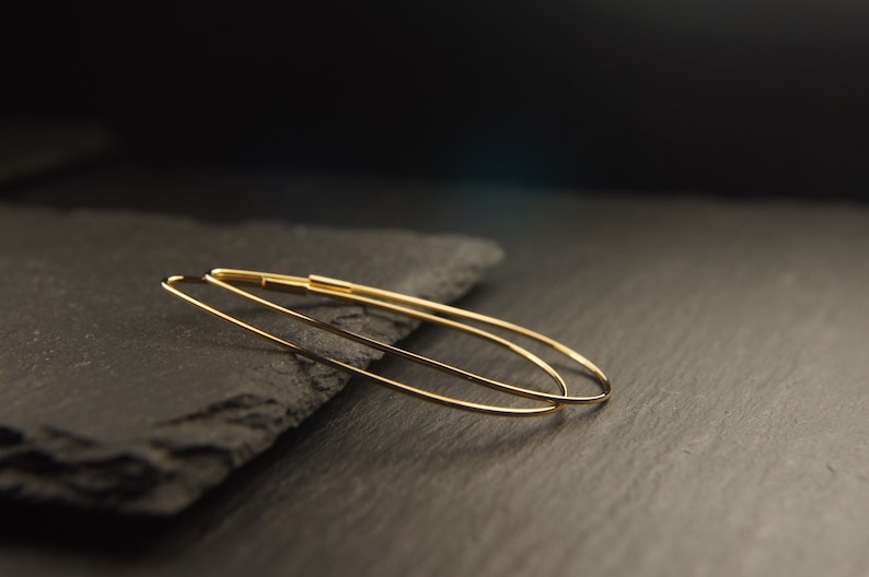 Extraordinary, fine hoop earrings 14k gold plated, minimalist, original, bachelorette, gift, boho style, earring, gold image 3