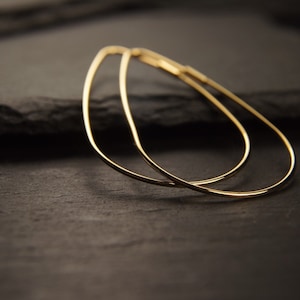 Extraordinary, fine hoop earrings 14k gold plated, minimalist, original, bachelorette, gift, boho style, earring, gold image 4