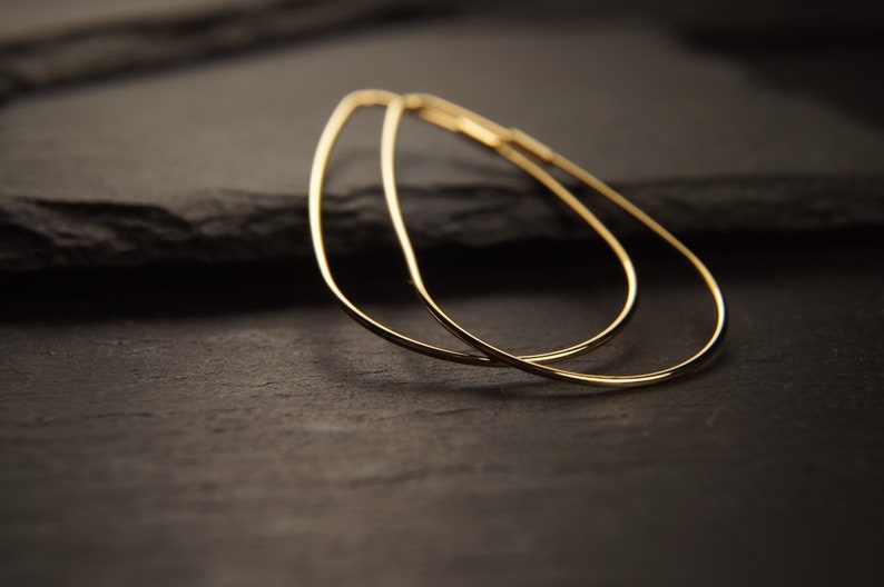 Extraordinary, fine hoop earrings 14k gold plated, minimalist, original, bachelorette, gift, boho style, earring, gold image 4