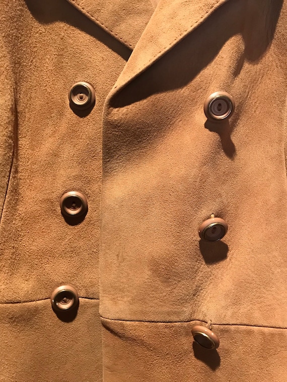 1960's Kid Suede Pea Coat Double Breasted Tan - image 4