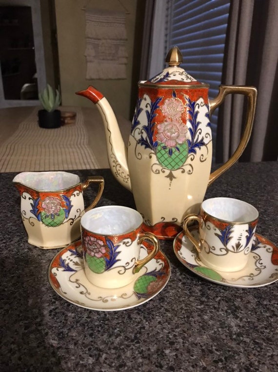 Vintage Hand Painted Coffee Tea Set Etsy Australia