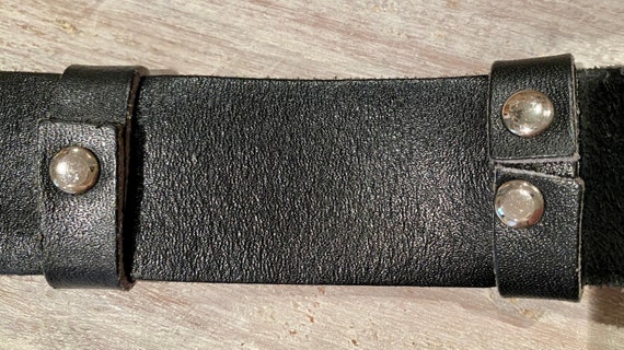 Y2K Black Leather Belt | Silver Hook Buckle, Boho Western 
