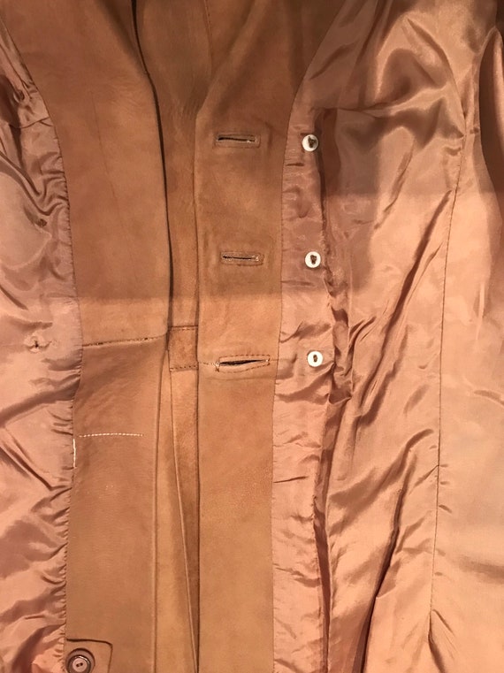 1960's Kid Suede Pea Coat Double Breasted Tan - image 8