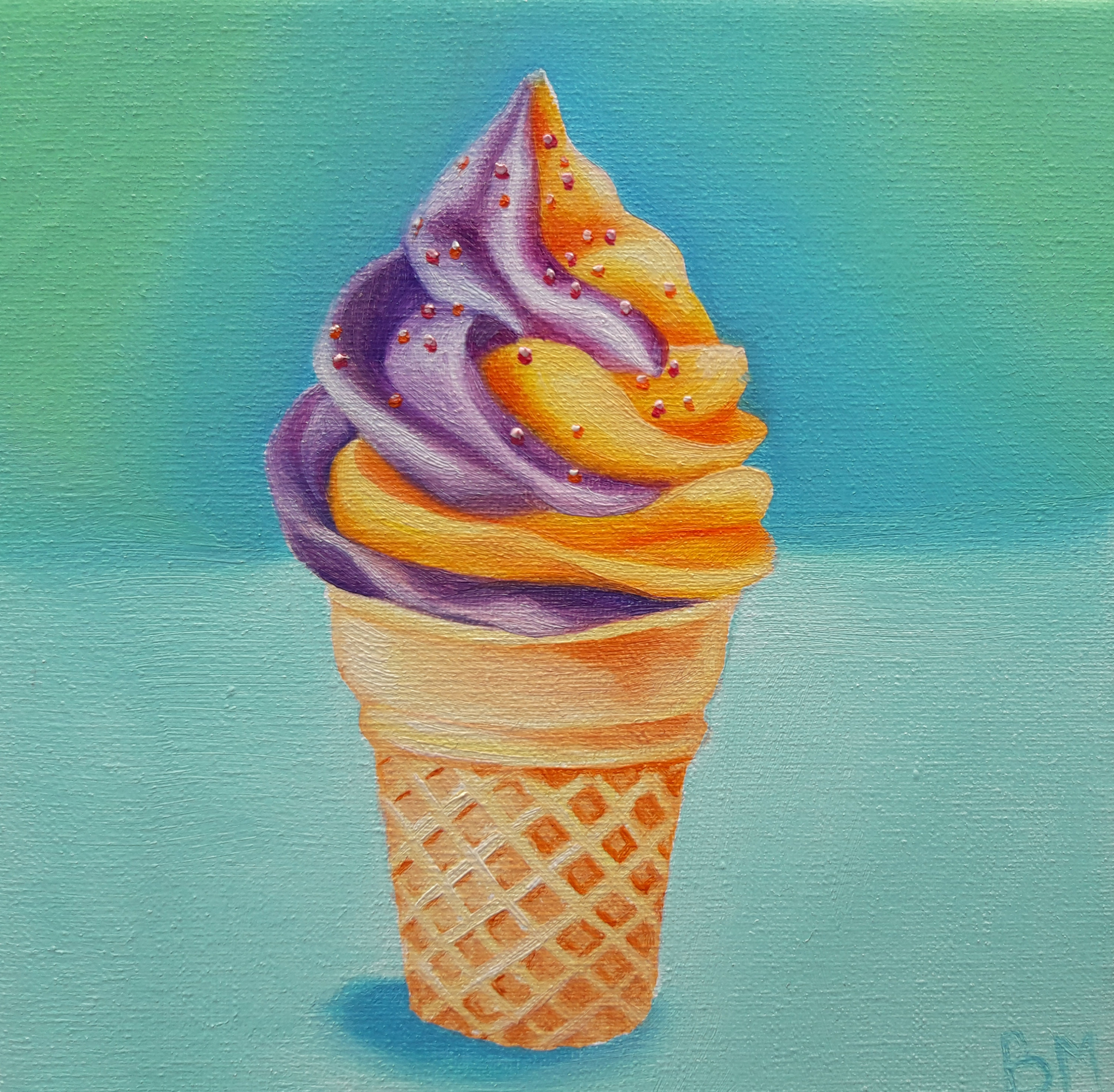 Ice Cream Oil Painting on Canvas Mini Canvas Miniature Etsy
