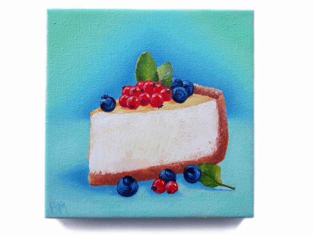 Cake Painting Dessert Decor Berry Pie Cheesecake Tasty Gift - Etsy