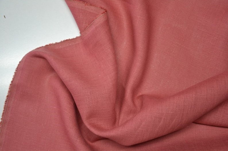 stonewashed softened Baltic quality fabric For clothes bedding curtains plain Pure 100/% linen fabric Pink color Medium thickness