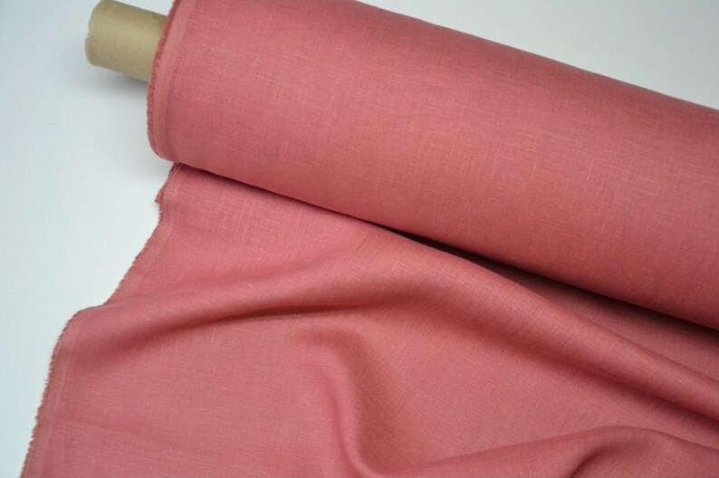 stonewashed softened Baltic quality fabric For clothes bedding curtains plain Pure 100/% linen fabric Pink color Medium thickness