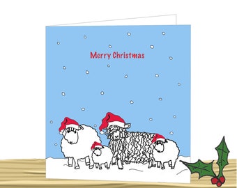 Sheep Christmas card - Cute sheep greeting