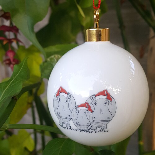 Purple Hippo Christmas Decoration 